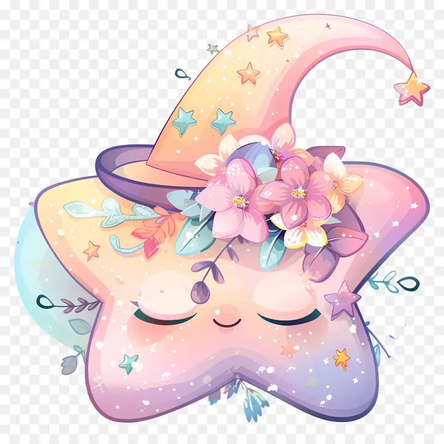 Linda Estrella，Estrella Rosa Con Sombrero PNG