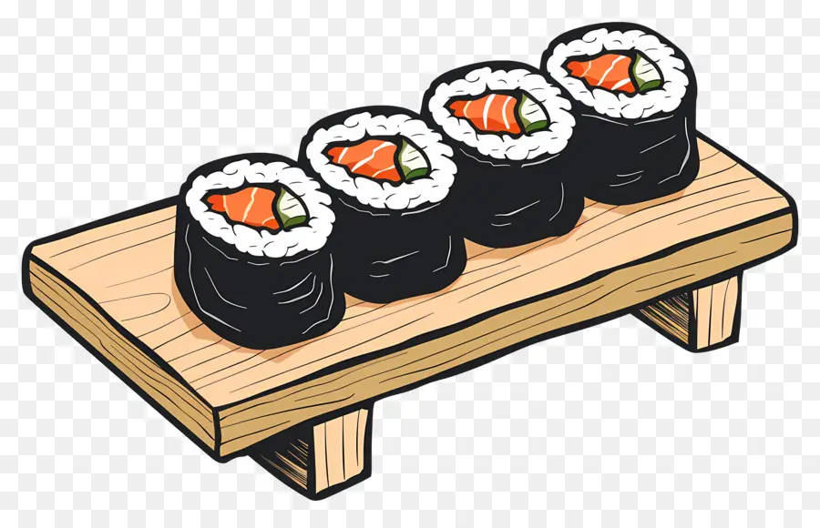 Rollo De Sushi，Rollos De Sushi En Un Plato PNG