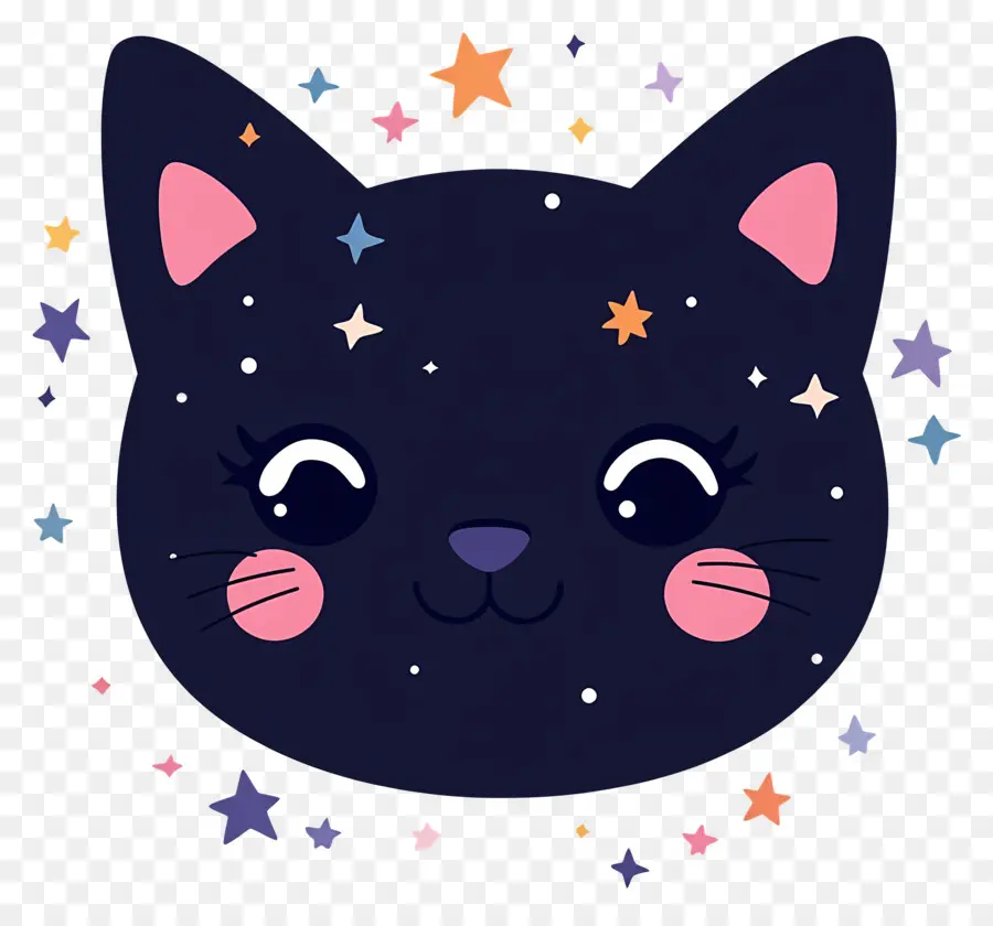 Gato Kawaii，Cara De Gato Negro PNG