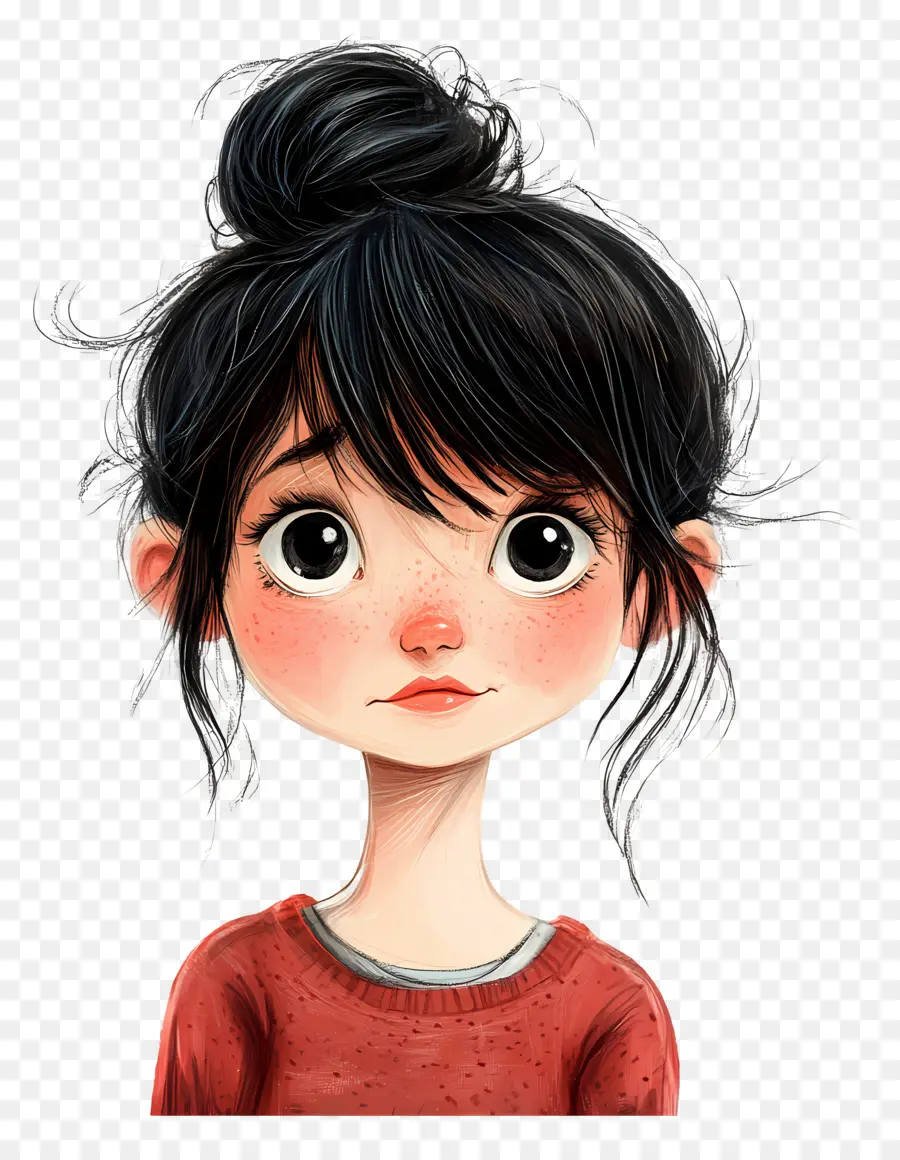 Pelo De Niña，Chica Con Moño Y Pecas PNG