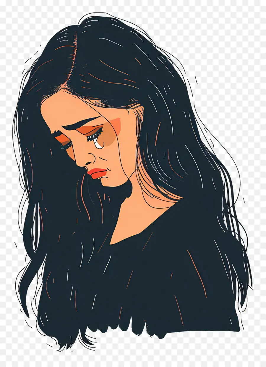 Mujer Llorando，Ilustración De Mujer Llorando PNG