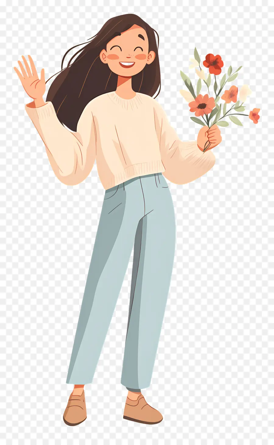 Niña Feliz，Niña Con Flores PNG