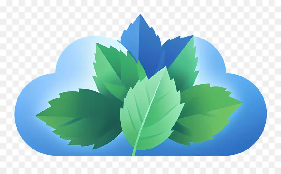 Logotipo De La Nube，Nube Con Hojas Azules Y Verdes PNG