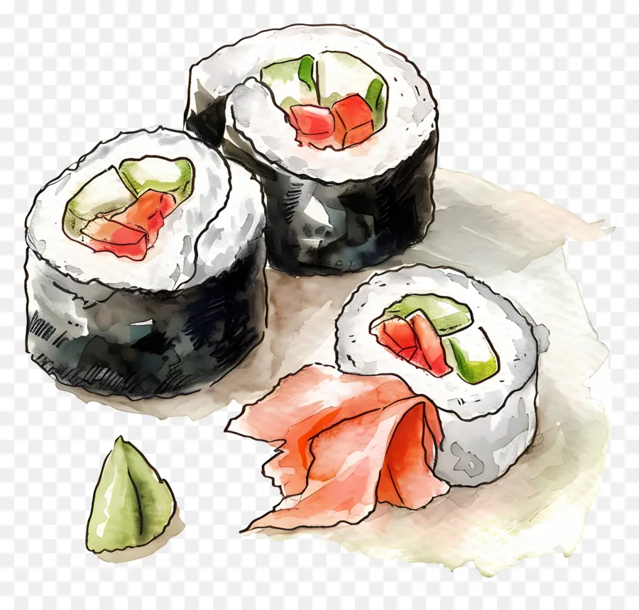 Rollo De Sushi，Piezas De Sushi PNG