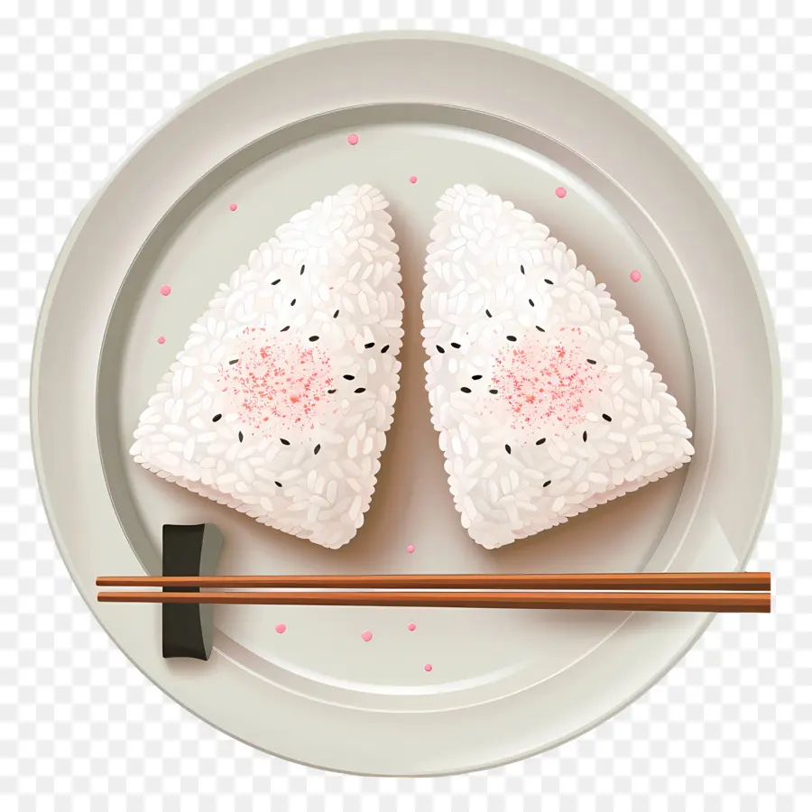 Onigiri Umeboshi，Bolas De Arroz Triangulares PNG