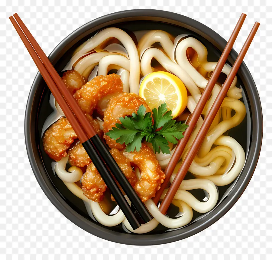 Udón，Udon Con Pollo PNG