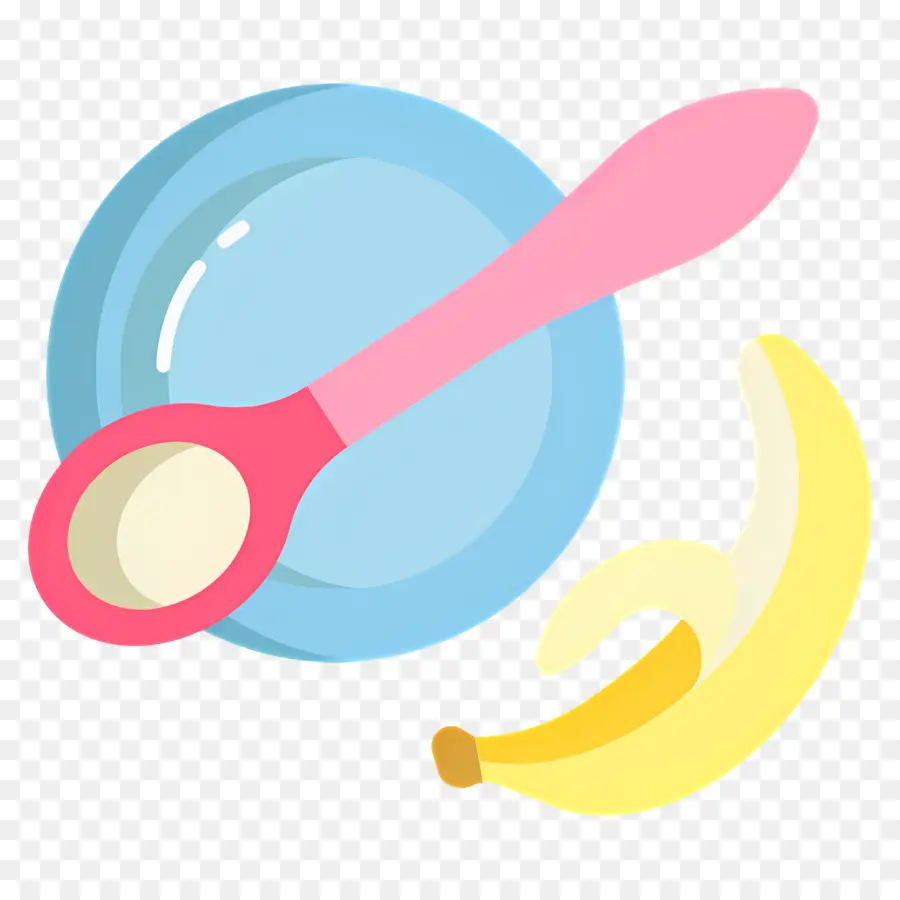 Comida Para Bebe，Plátano Y Cuchara PNG