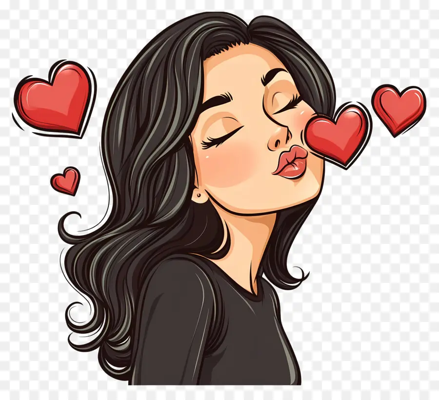 Beso Que Sopla，Mujer Con Corazones PNG