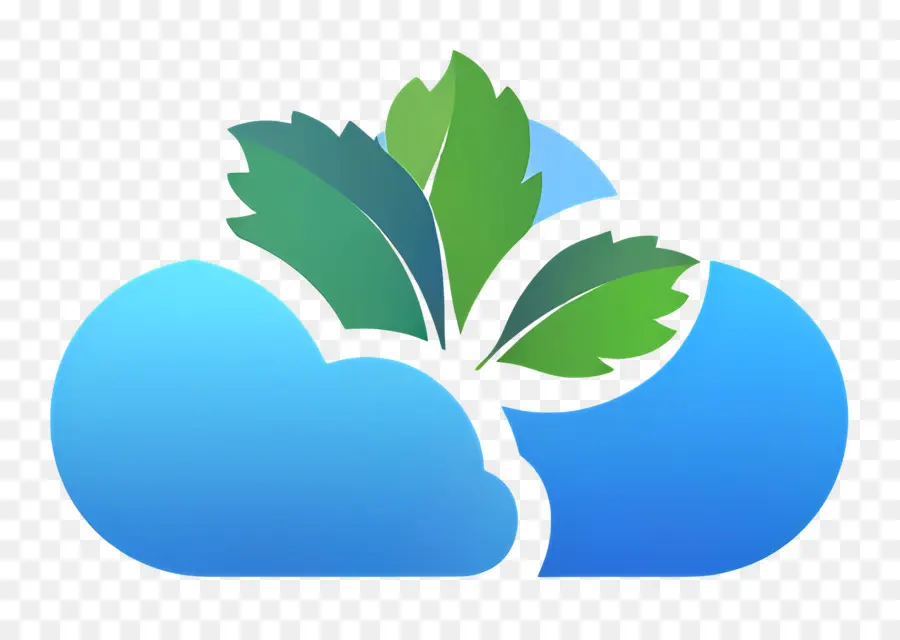 Logotipo De La Nube，Nube Con Hojas Verdes PNG