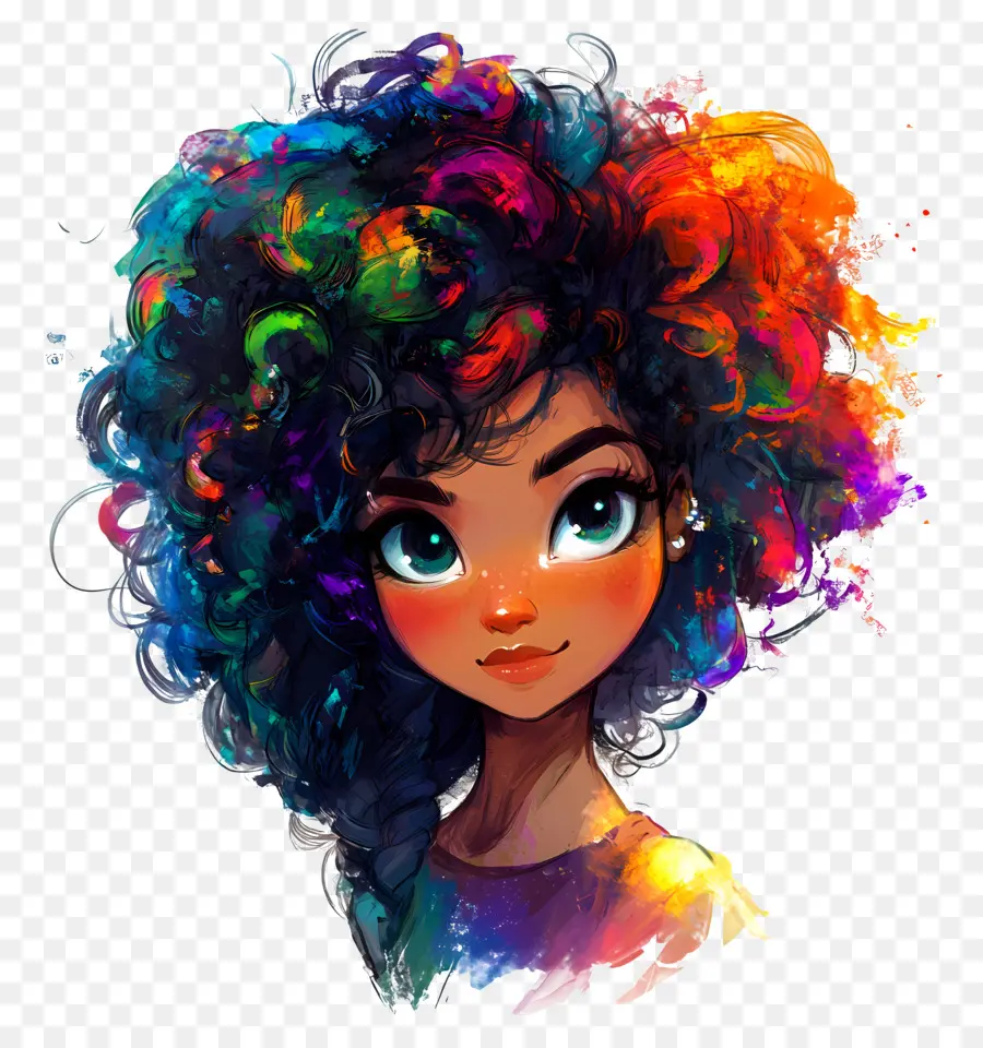 Pelo De Niña，Pelo Rizado Colorido PNG