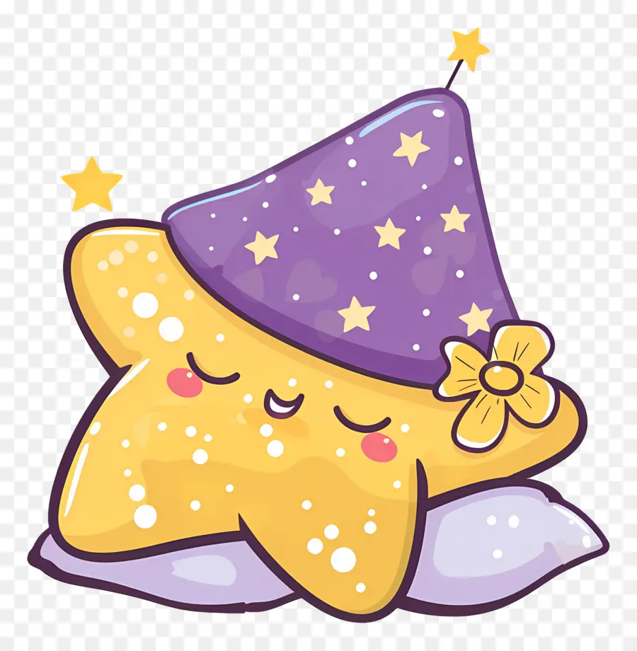 Estrella Kawaii，Estrella Amarilla Con Sombrero PNG