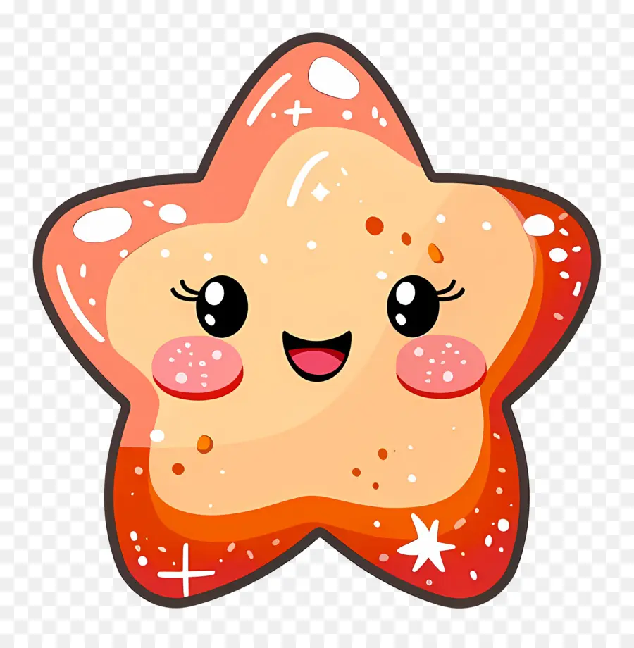 Estrella Kawaii，Estrella Naranja PNG