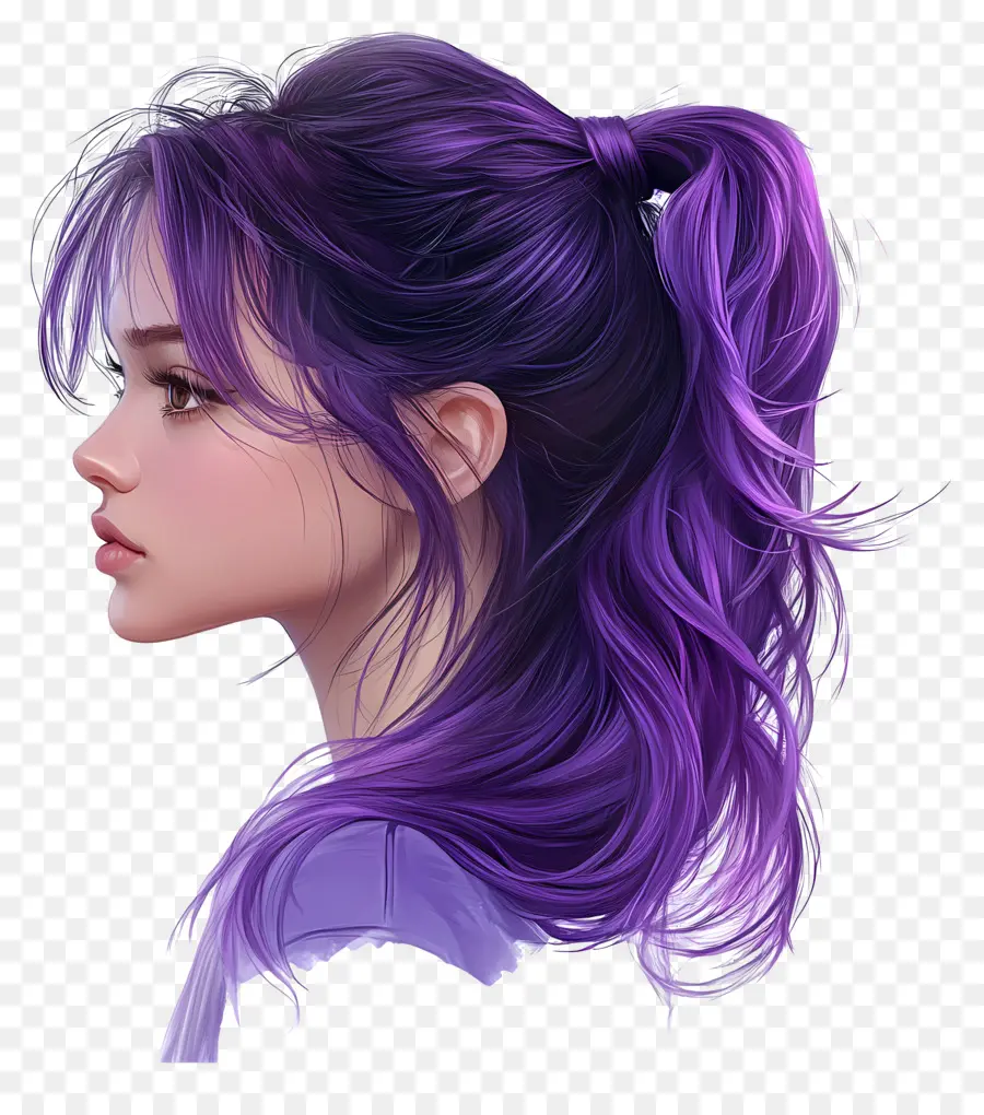 Pelo De Niña，Mujer De Pelo Morado PNG