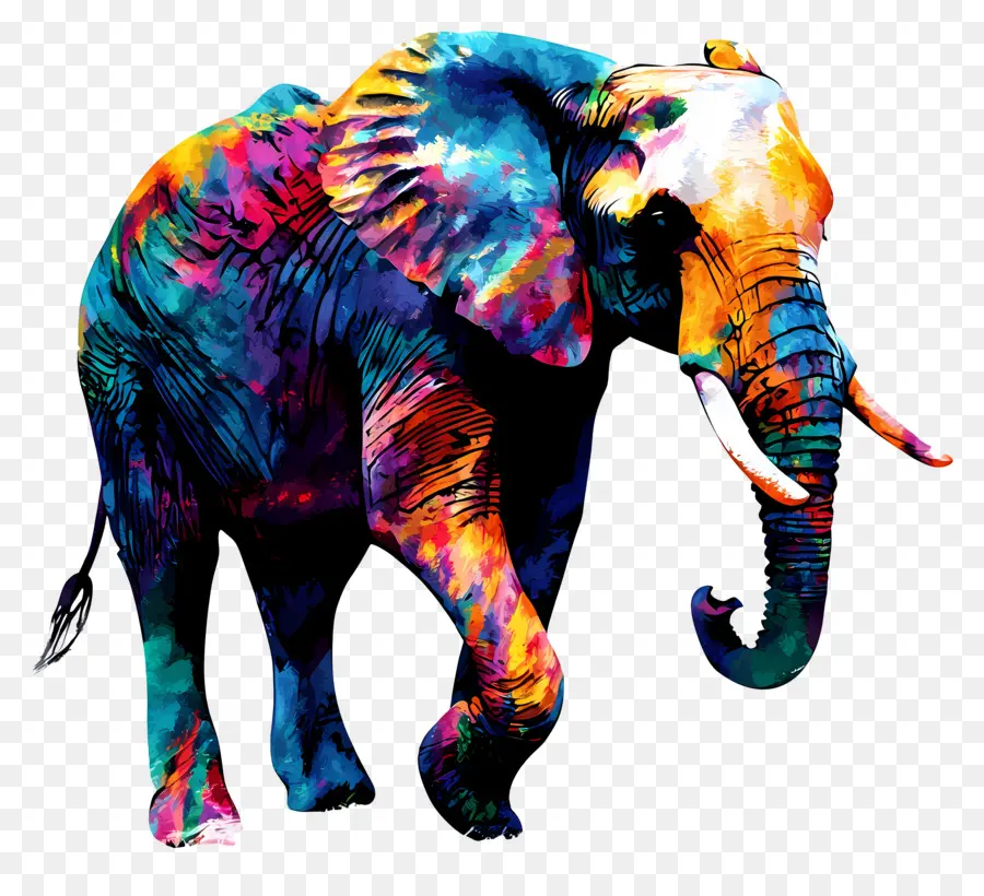 Silueta De Elefante，Elefante Colorido PNG