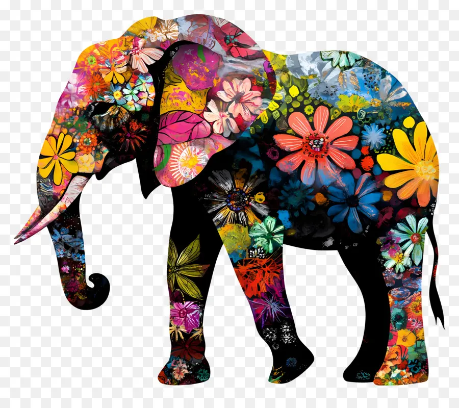 Silueta De Elefante，Elefante Colorido PNG