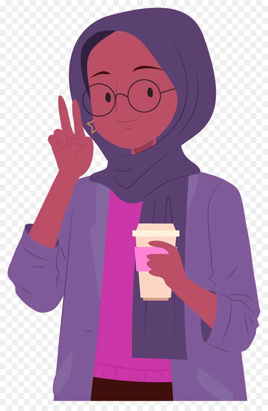 Tomando Cafe，Mujer Con Hijab Y Café PNG