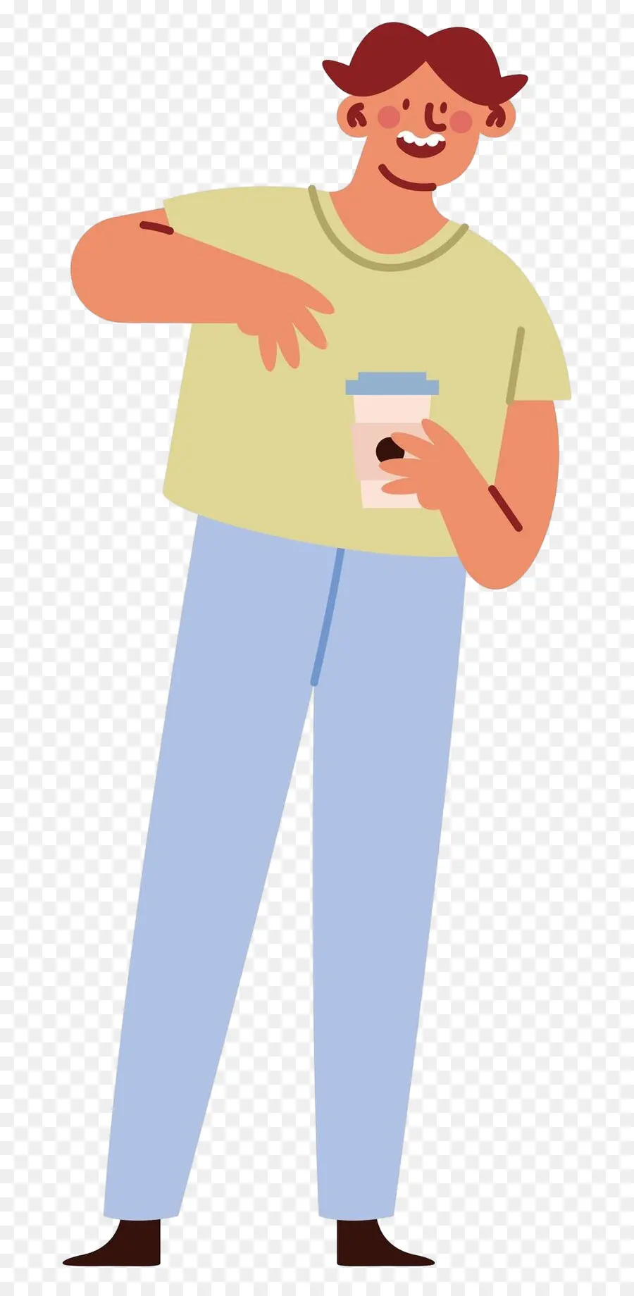 Tomando Cafe，Hombre De Dibujos Animados PNG