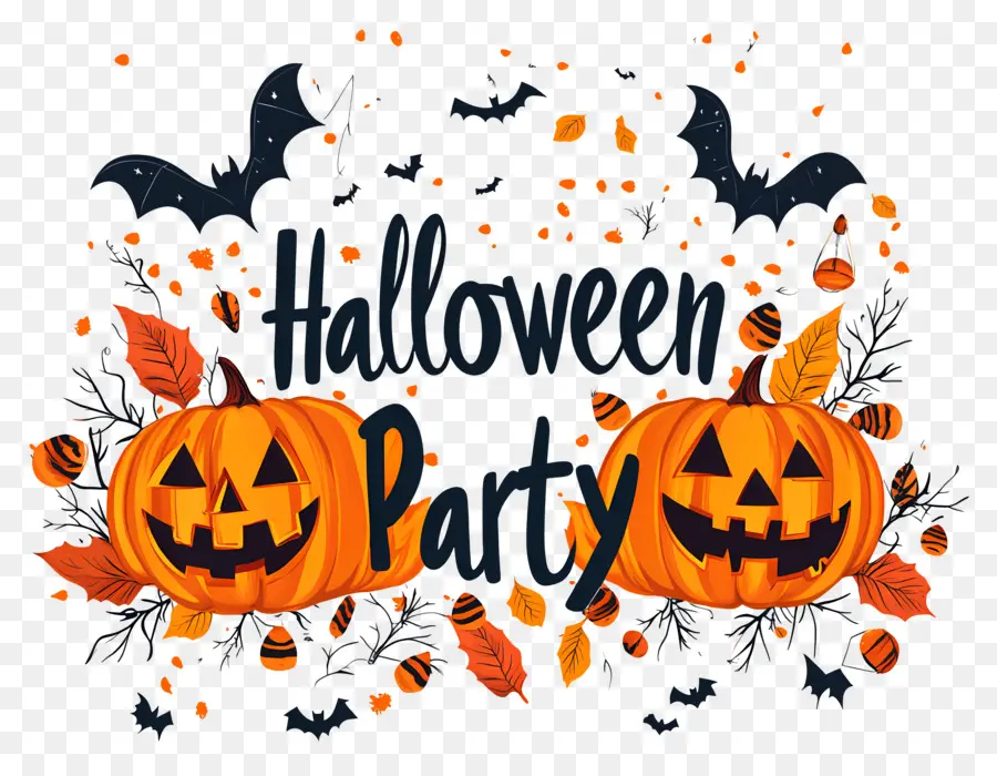 Fiesta De Halloween，Calabaza Y Hojas PNG