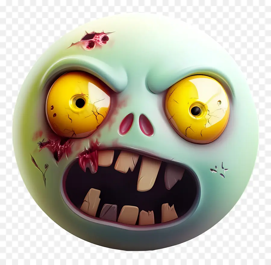 Emojis De Halloween，Cara De Zombi Verde PNG