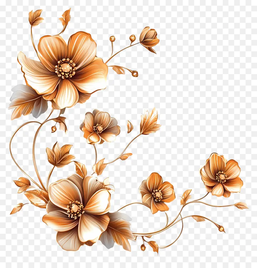 Flor Oro，Diseño Floral PNG