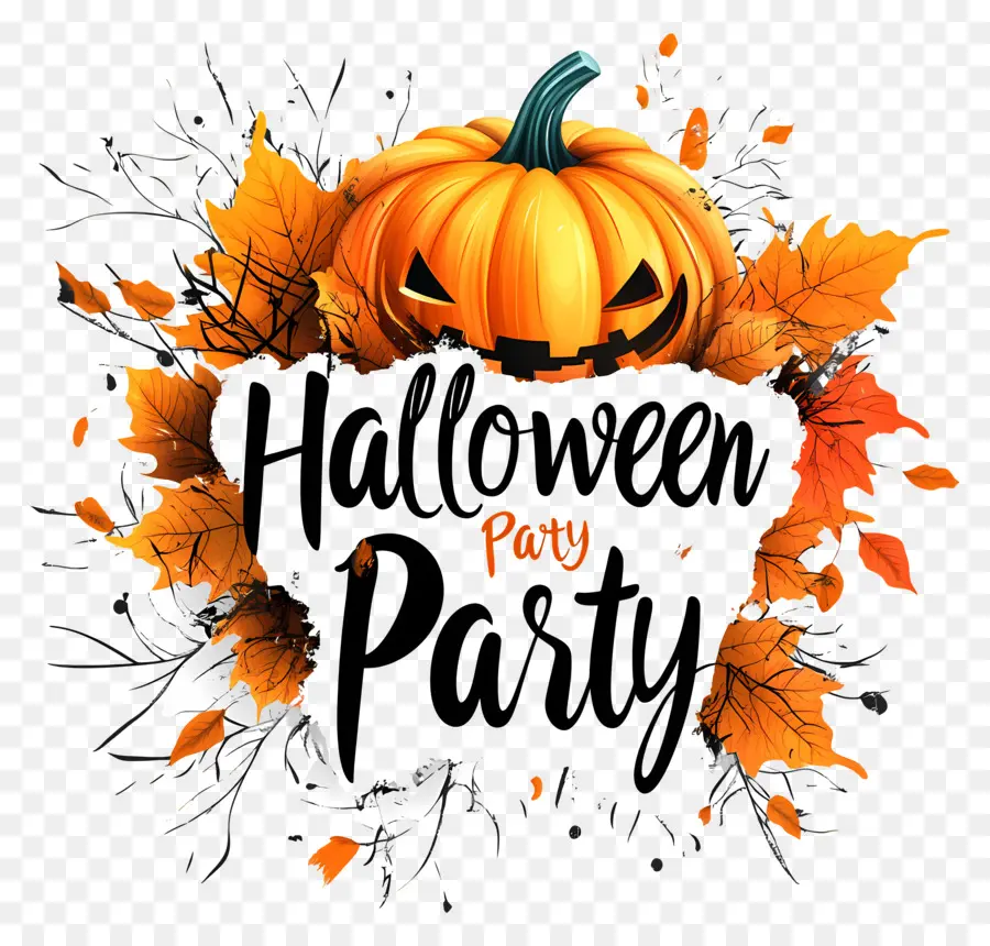 Fiesta De Halloween，Calabaza Y Hojas PNG