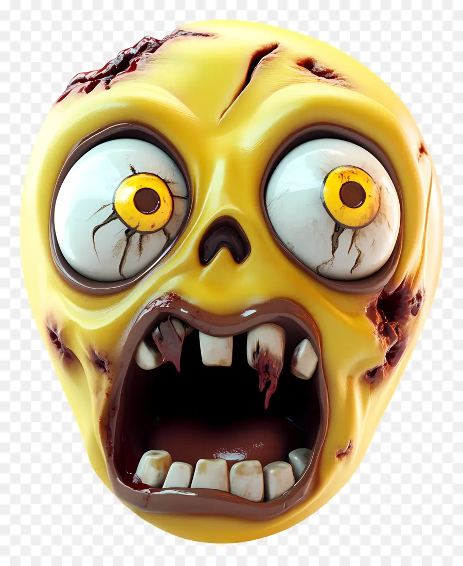 Emojis De Halloween，Cara De Zombie Amarilla PNG