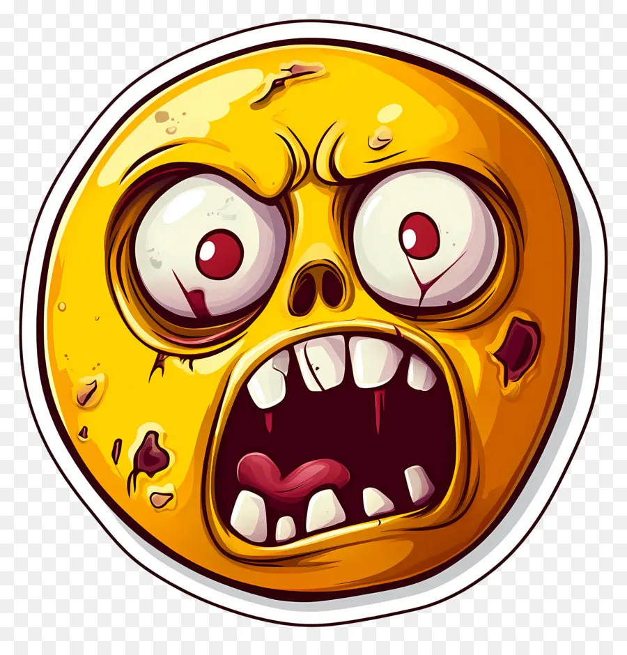 Emojis De Halloween，Cara De Zombie Naranja PNG