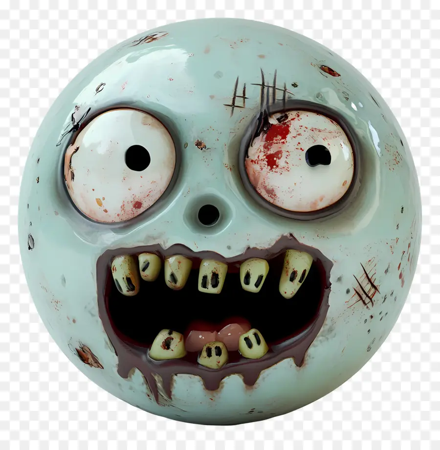 Emojis De Halloween，Cara De Zombi Azul PNG