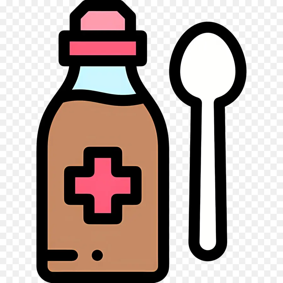 Cuchara Medicinal，Frasco De Medicina Con Cuchara PNG