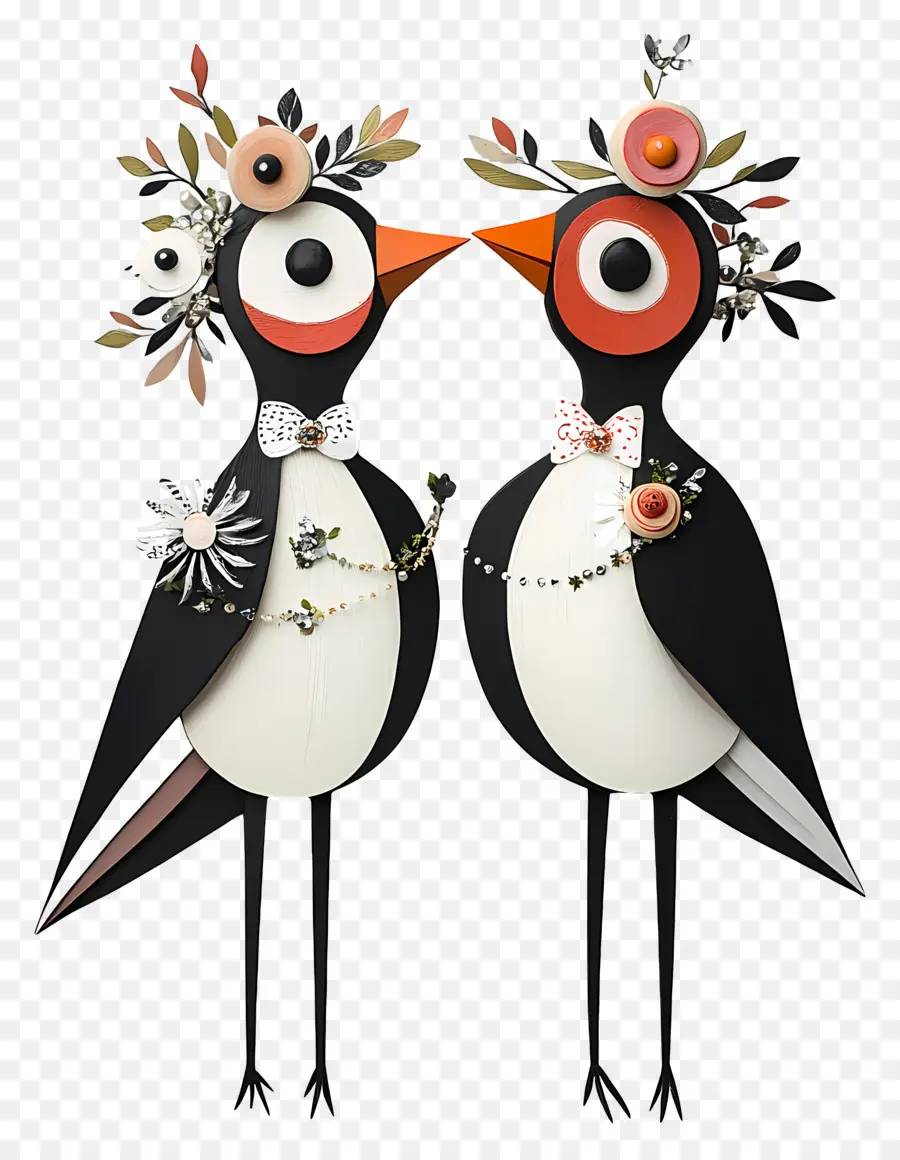 Pájaros De Boda，Dos Pájaros Decorativos PNG