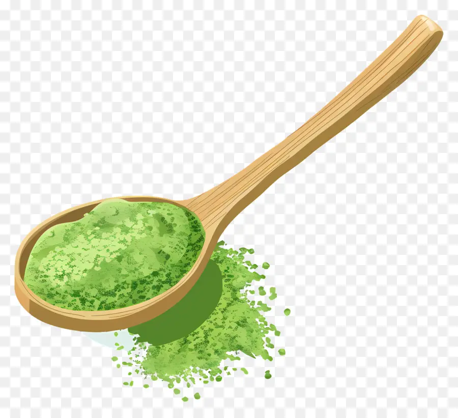 Polvo De Matcha，Cuchara De Polvo Verde PNG