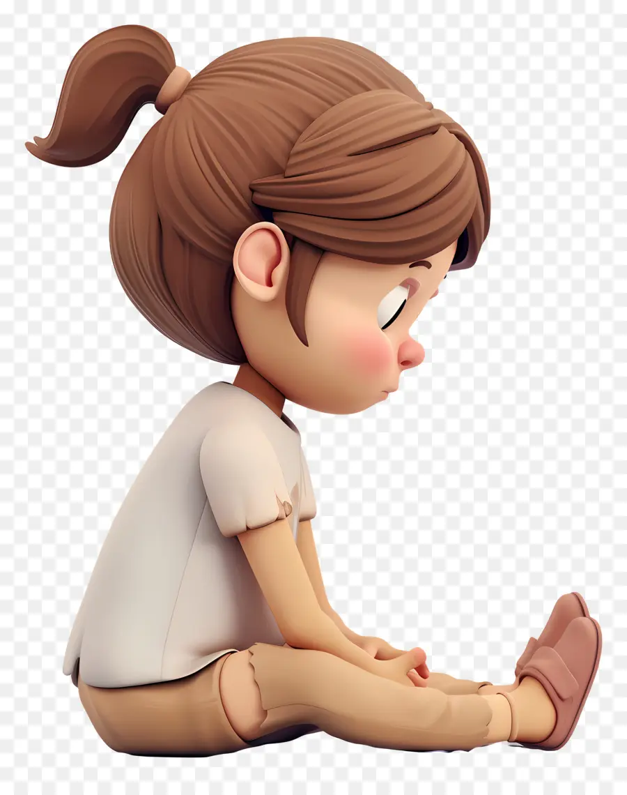 Niña Triste，Chica Pensativa Con Cola De Caballo PNG