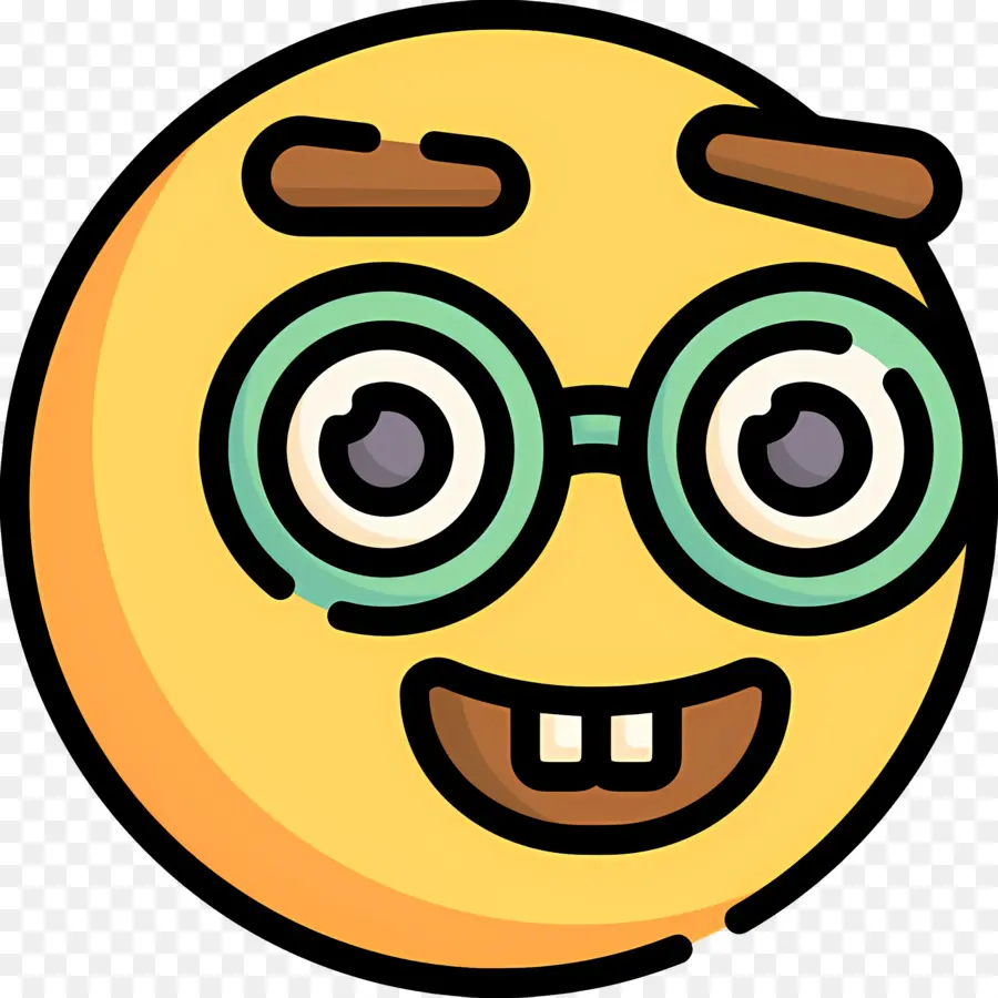 Emoji Nerd，Emoji Amarillo Con Gafas PNG