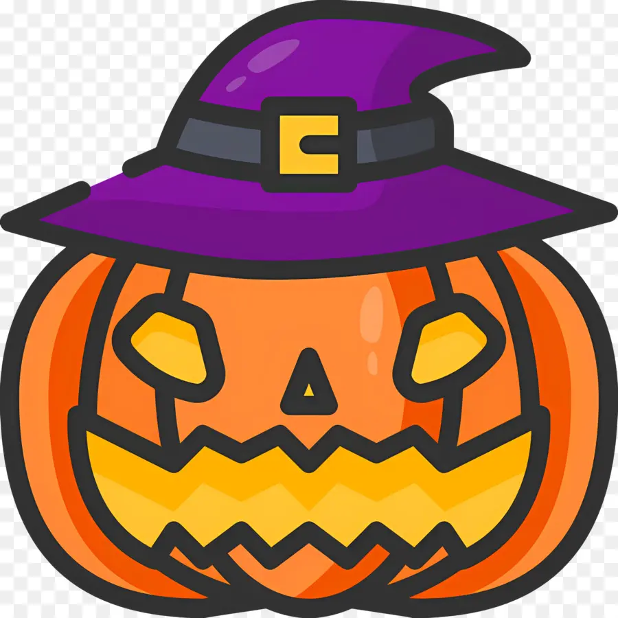 Calabaza De Halloween，Calabaza Con Sombrero De Bruja PNG