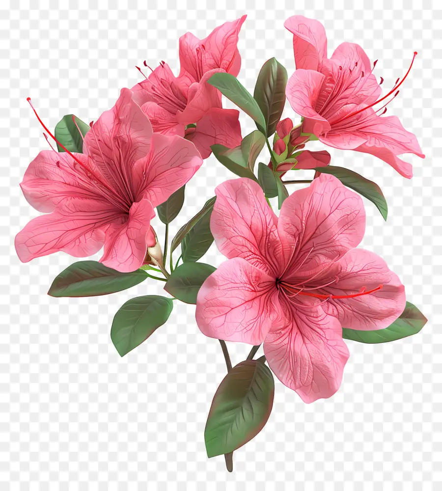 Flor De Azalea Modelo 3d，Flores Rosadas PNG