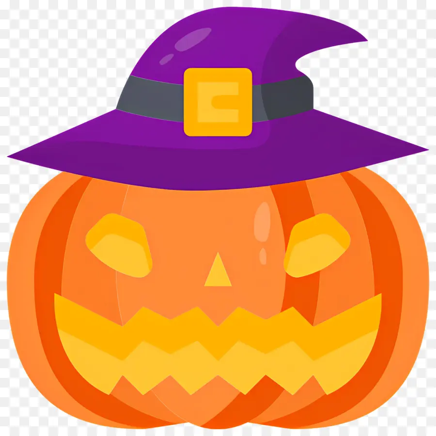 Calabaza De Halloween，Calabaza Con Sombrero De Bruja PNG