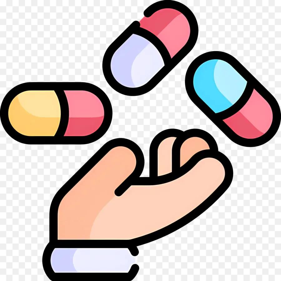 Cápsula De Medicina，Mano Con Pastillas PNG