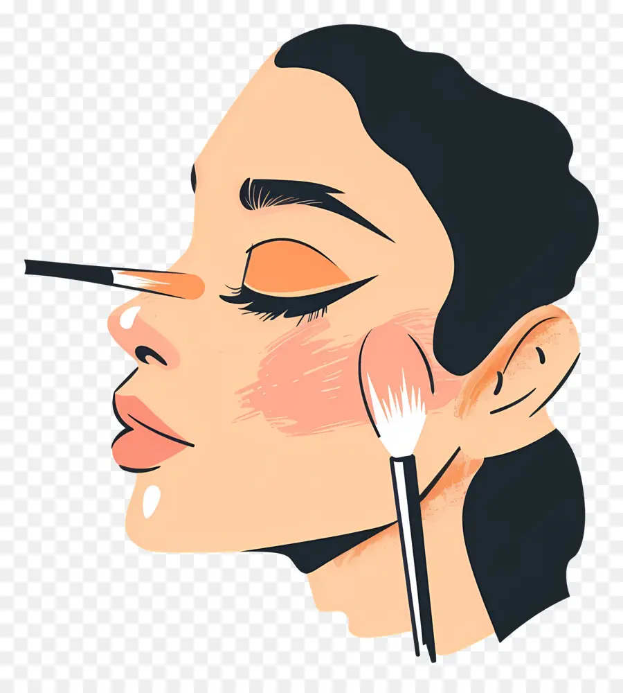 Mujer Maquillada，Ilustración De Aplicación De Maquillaje PNG