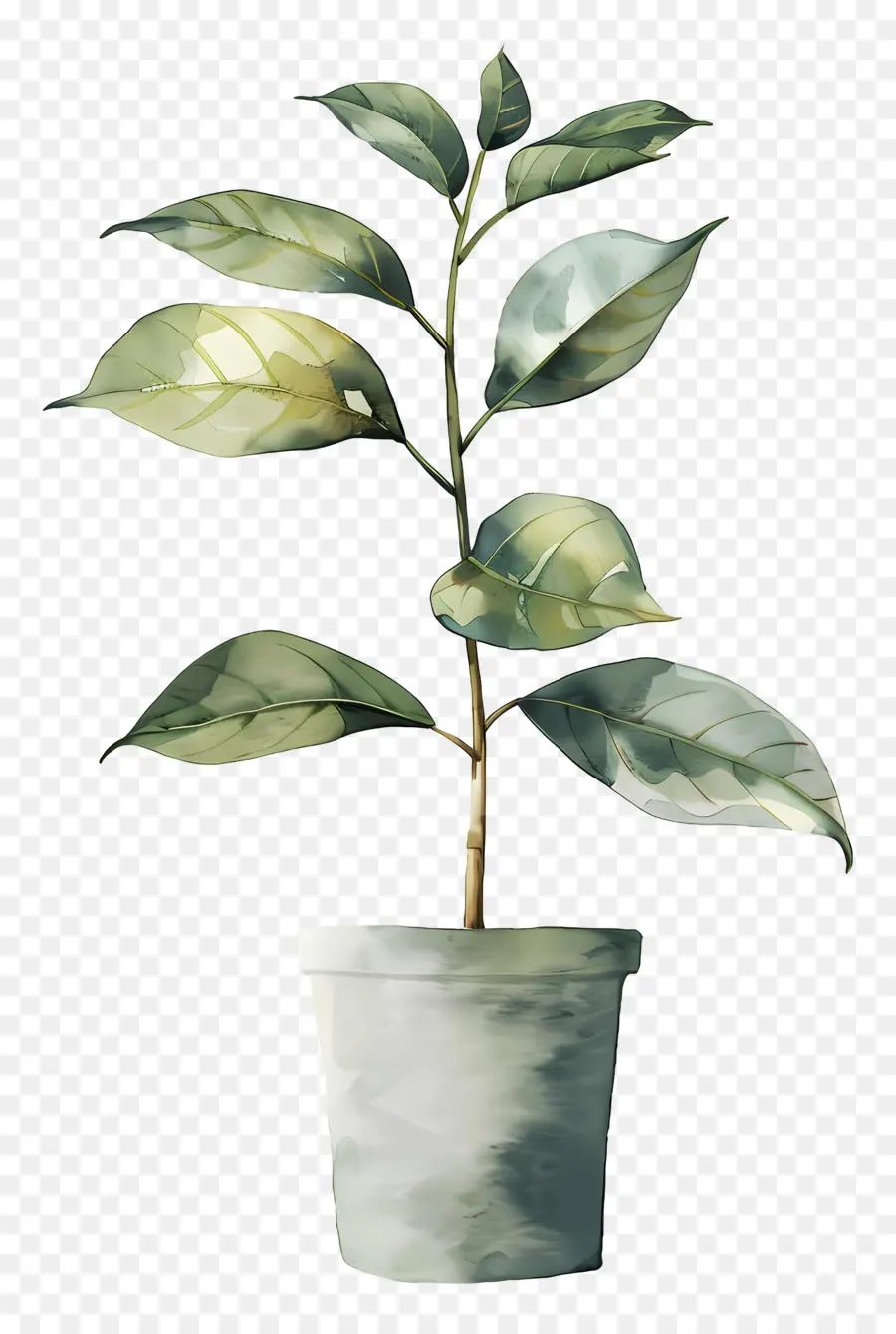 Planta De Acuarela，Planta En Maceta Verde PNG