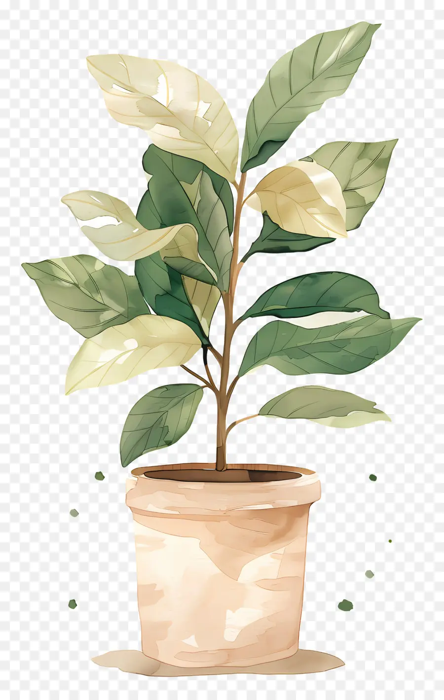 Planta De Acuarela，Planta En Maceta Verde PNG