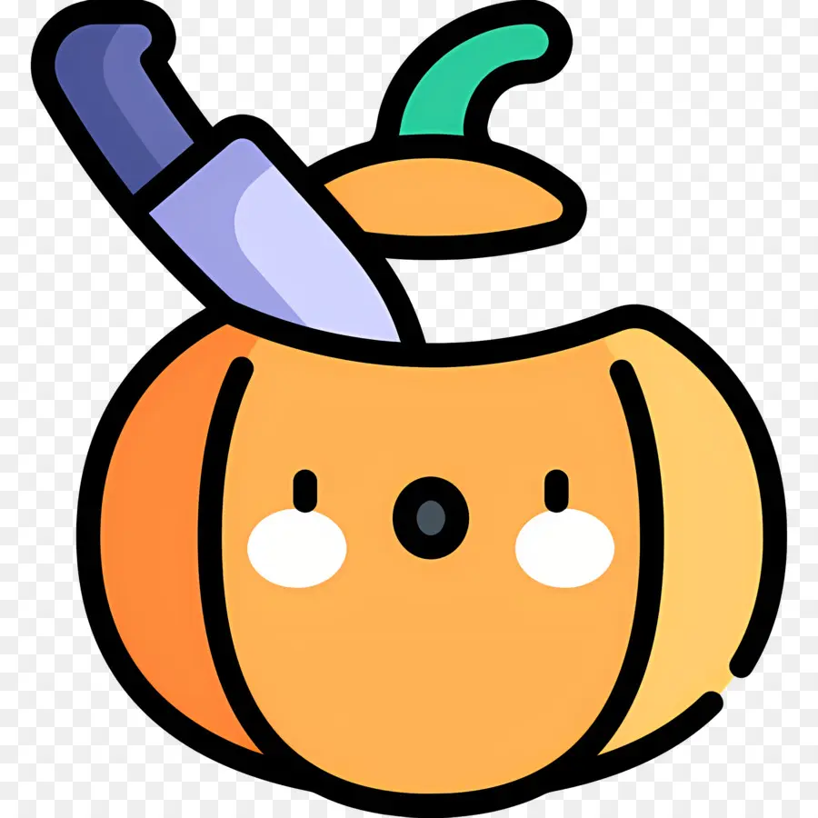 Calabaza De Halloween，Calabaza Con Cuchillo PNG