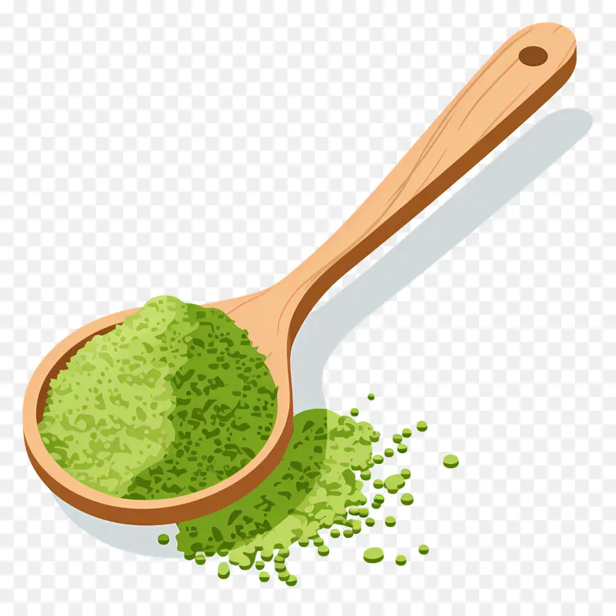 Polvo De Matcha，Cuchara De Polvo Verde PNG