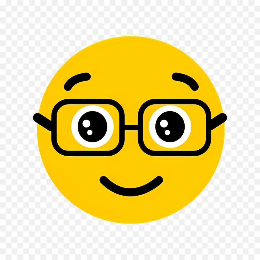 Emoji Nerd，Cara Amarilla Con Gafas PNG