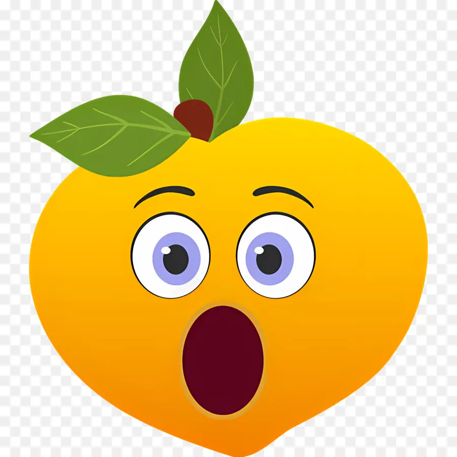 Melocotón Emoji，Melocotón Sorprendido PNG