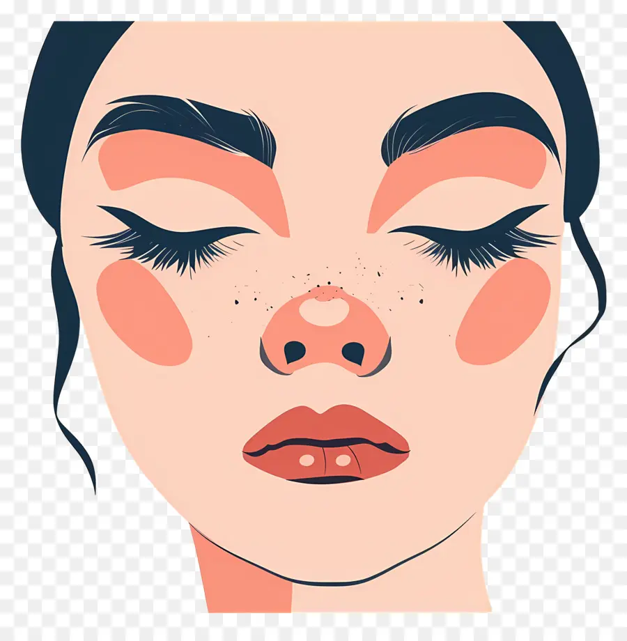 Mujer Maquillada，Ilustración De Ojos Cerrados PNG