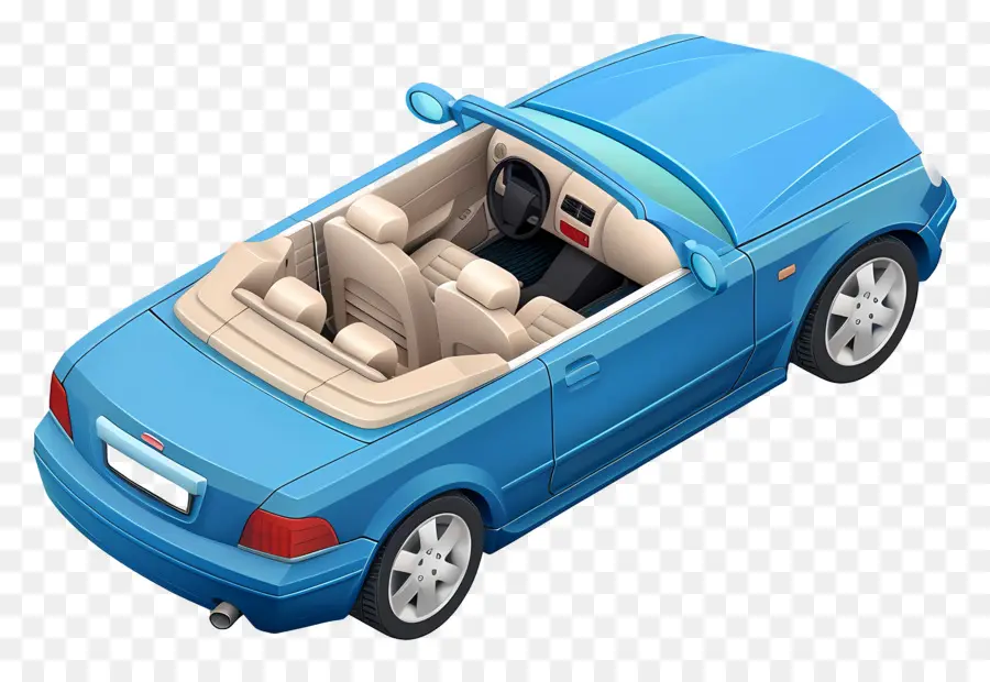 Coche 3d，Coche Descapotable Azul PNG