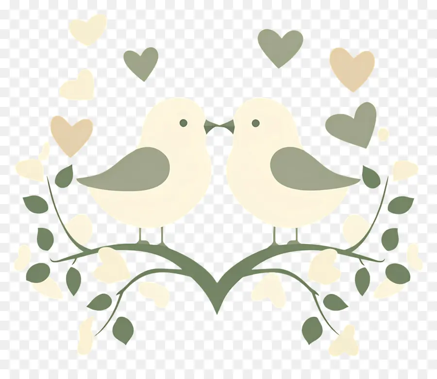 Pájaros De Boda，Dos Pájaros Sencillos Con Corazones PNG