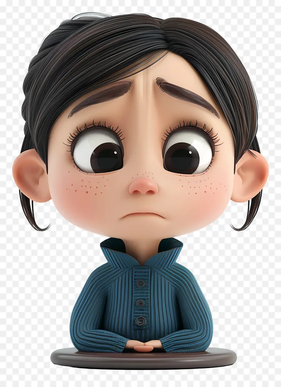 Niña Triste，Personaje De Dibujos Animados En 3d PNG