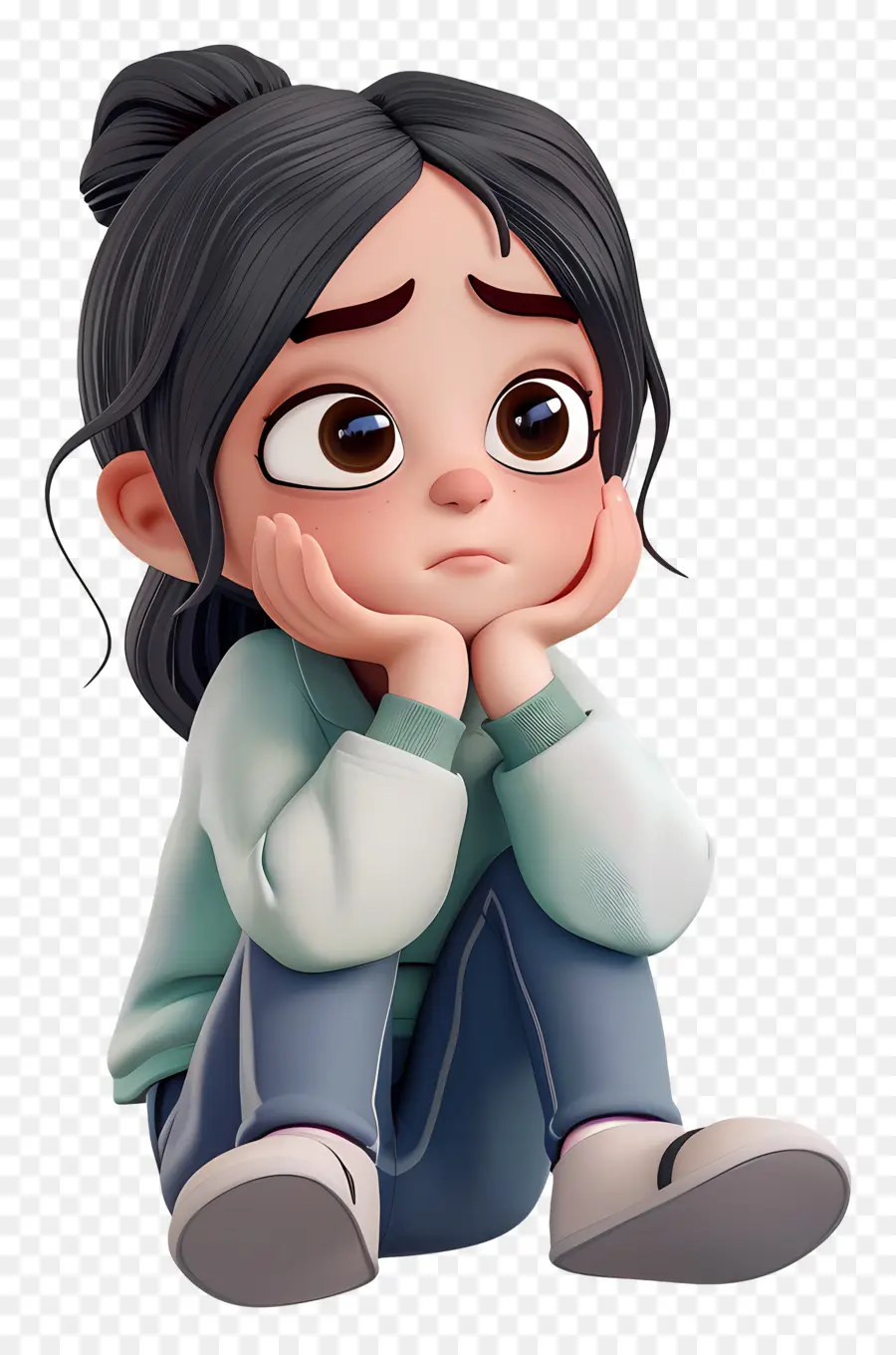 Niña Triste，Niña De Dibujos Animados PNG