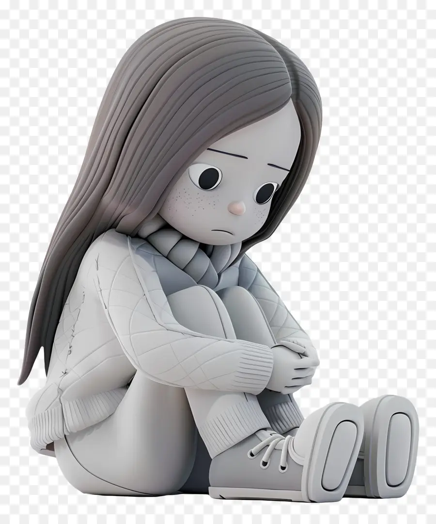 Niña Triste，Chica Triste Monocromo PNG